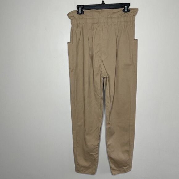 Francescas Pants Womens Small S Khaki Tan Paperbag NEW High Waisted Tie Mi Ami - Picture 3 of 8